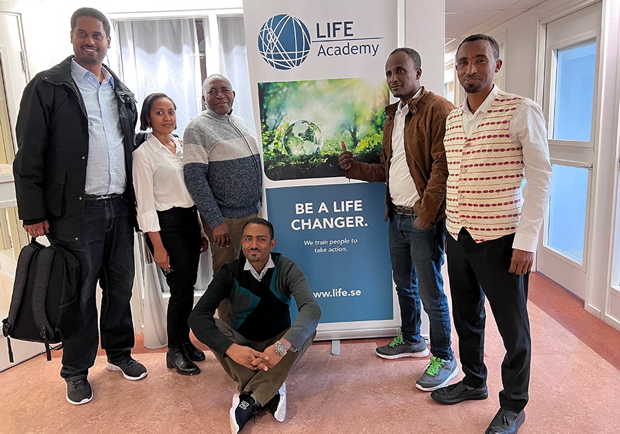 Participants from Ethiopia with mentor at LIFE Academy office.